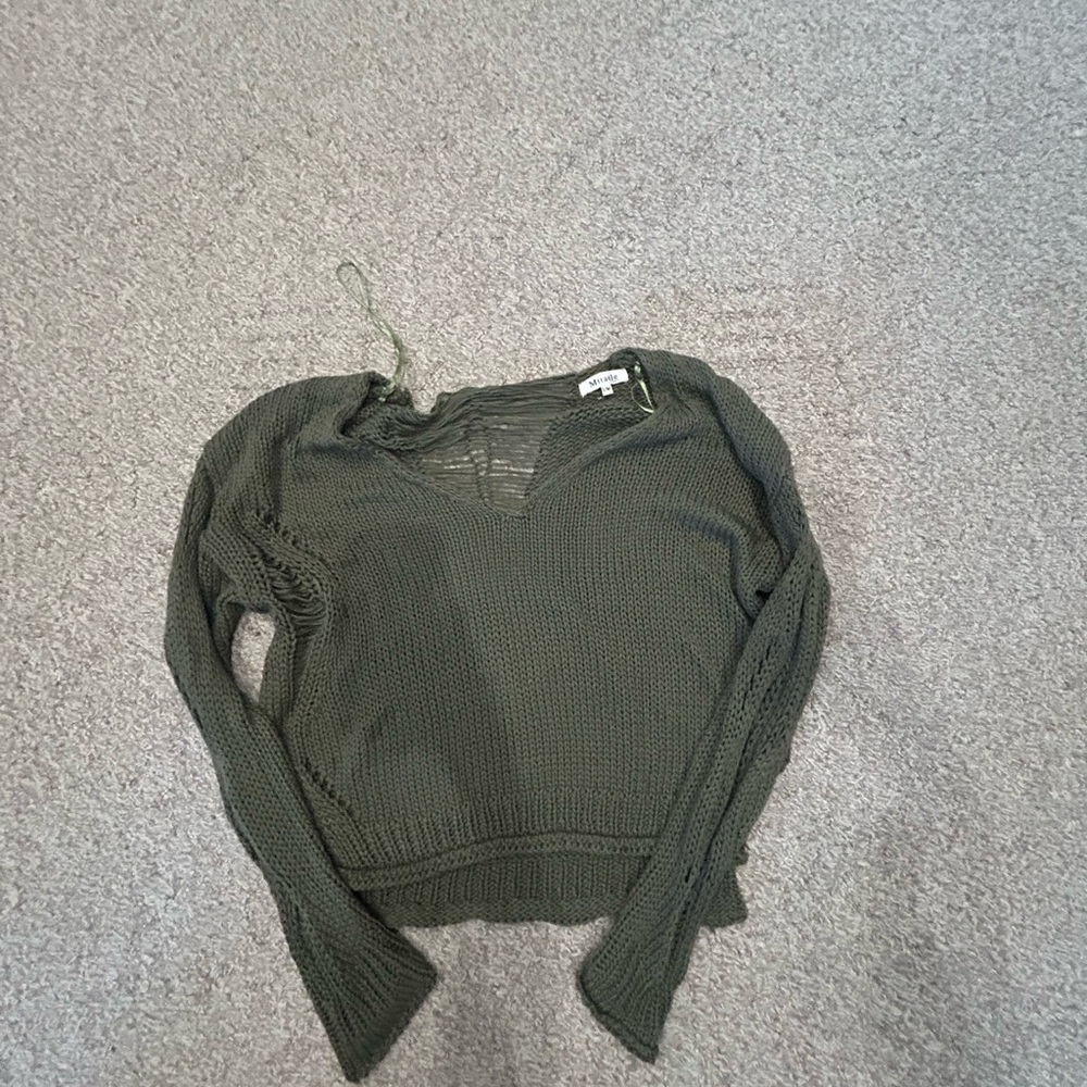 Miracle Olive V-Neck Sweater